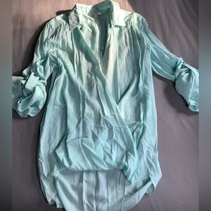 Mint Green High Low Sexy Blouse, Size Small Gently Worn